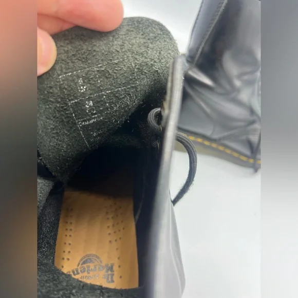 Dr. Martens Black Leather Boots with Yellow Stitching - Picture 6 of 8